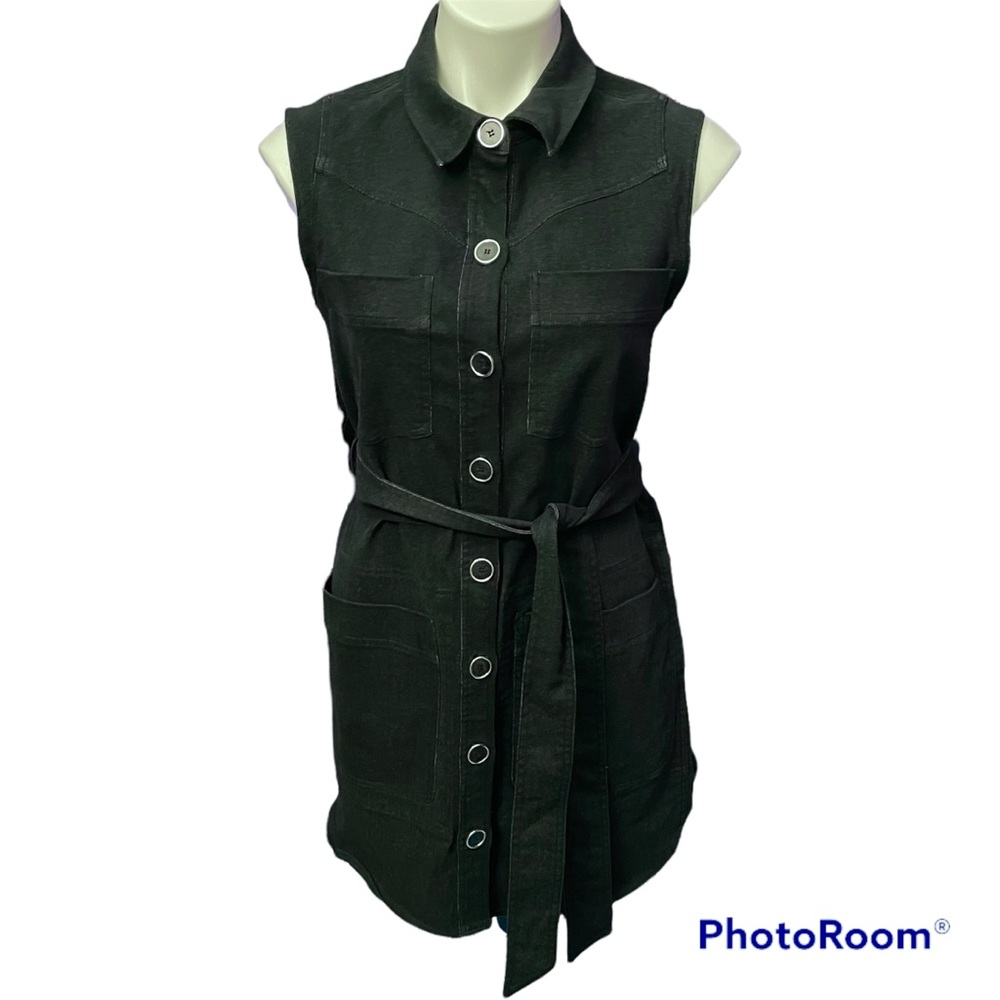 Laundry by Shelli Segal Dark Wash Denim Button Down Sleeveless Shirtdress Size 6